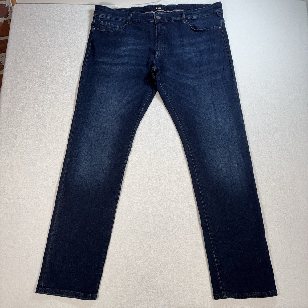 Boss Delaware 3-1 Slim Fit Jeans Men's 42x34 Blue Stretch Tapered Denim